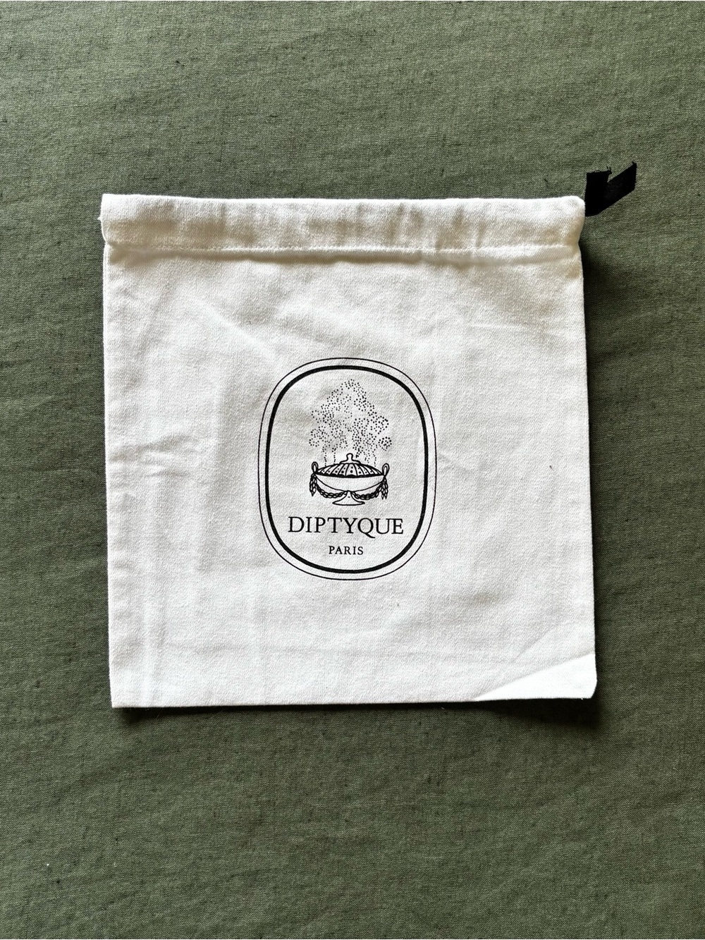 Diptyque White Canvas Logo Drawstring Pouch